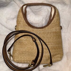 J. Jill Tan Woven Shoulder Bag with Brown Accents